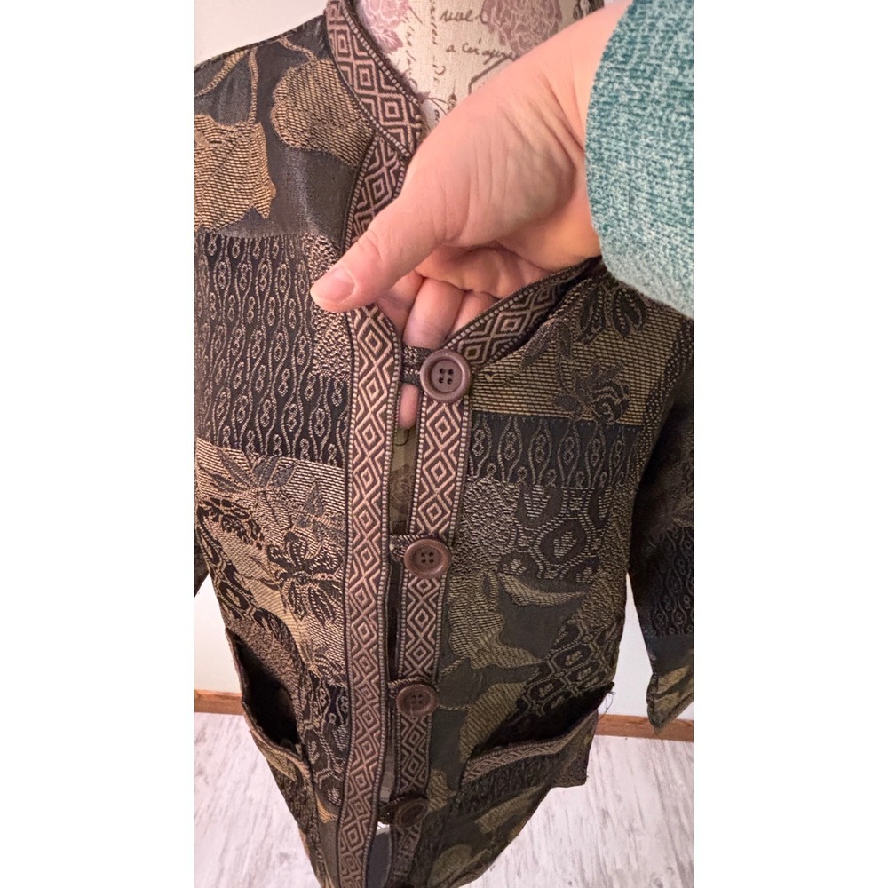 Tudor Court Patchwork Jacket Blazer Womens Size M Kimono Style Buttons - Picture 4 of 10